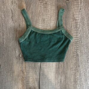 Wild Fable Deep Green Ribbed Crop Tabk Top